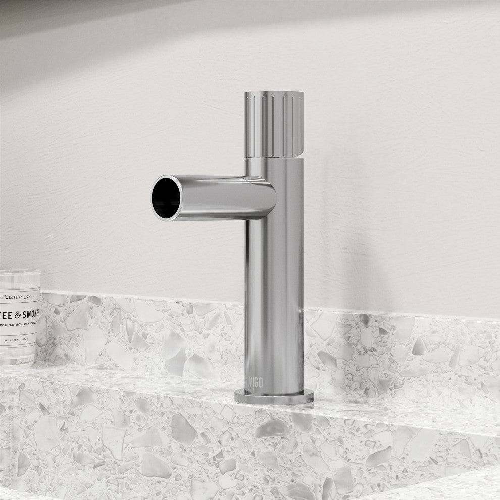 VIGO Ashford 8" H Single Handle Single Hole Bathroom Faucet, Chrome, Without Extras