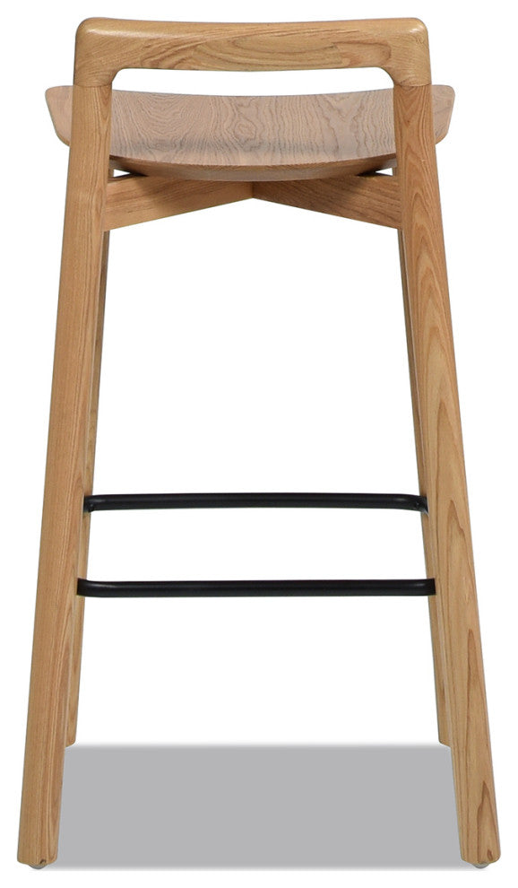 Sven 26.5" Low Back Solid Ash Wood Counter Stool, Natural Blonde