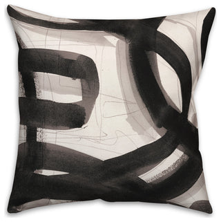Black Abstract Brushstrokes 18x18 Indoor/Outdoor Pillow