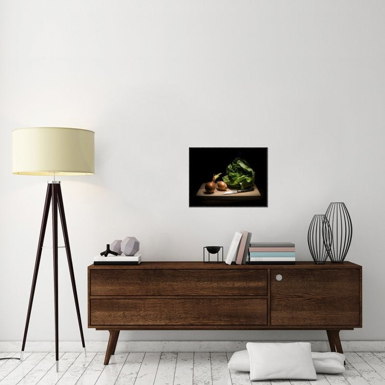 "Onions And Lettuce" Framed Canvas Giclee by Antonio Zoccarato, 25x19"