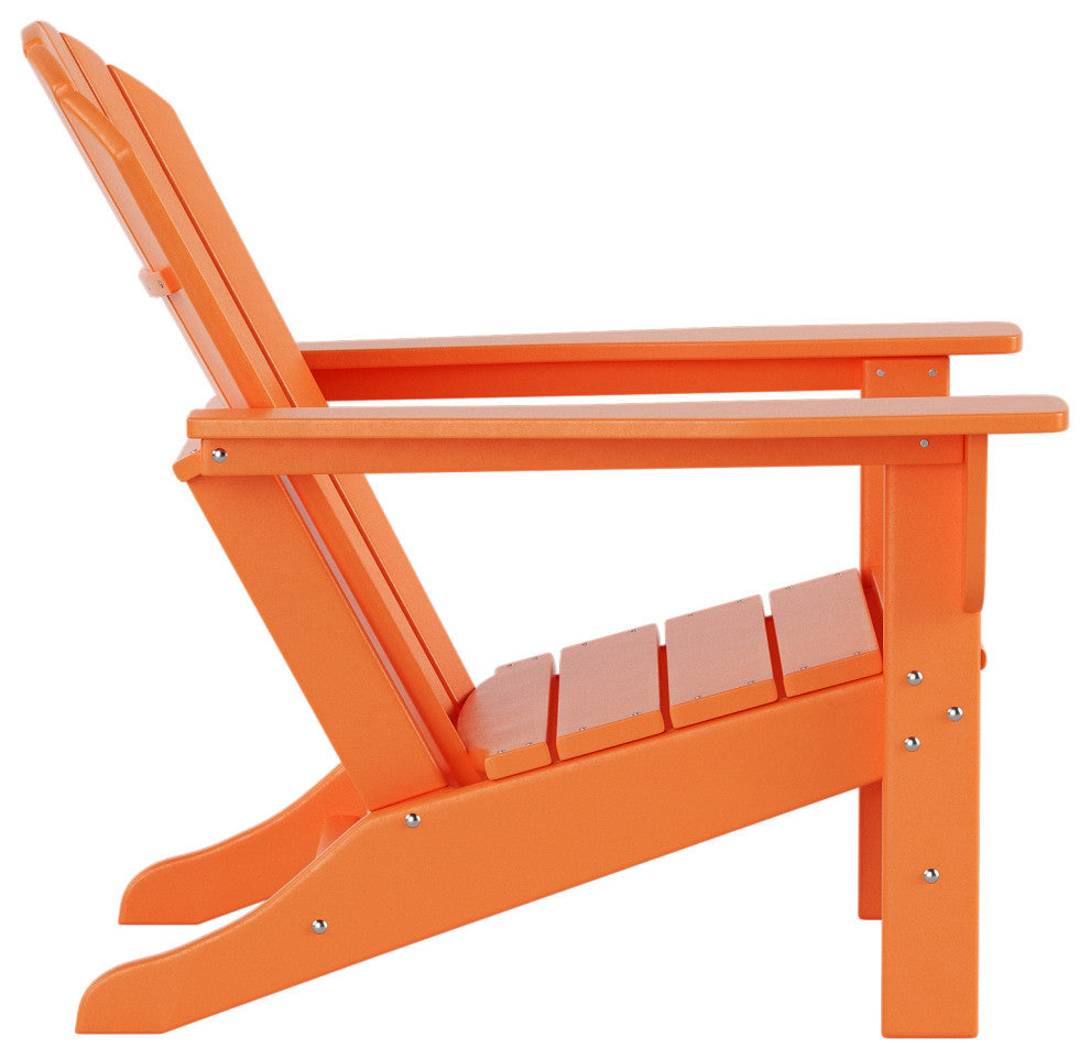 WestinTrends 2PC Outdoor Adirondack Poly Lumber Patio Chair, Side Table Set, Orange