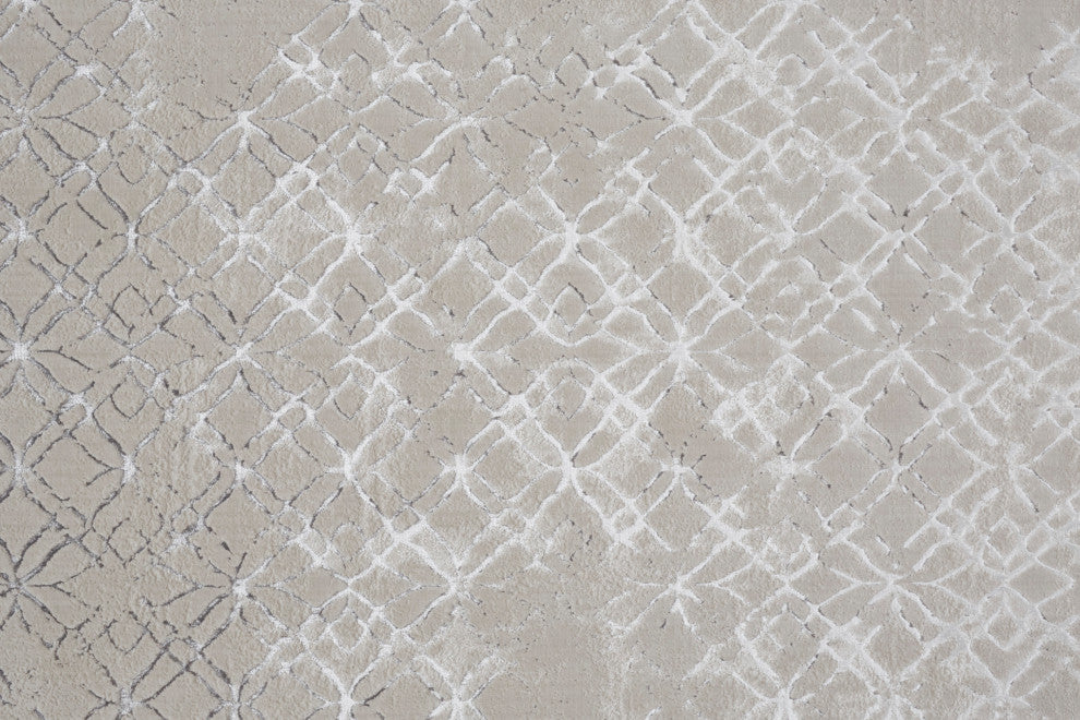 Orin R3047 Modern/Industrial/Luxury & Glam Area Rug, Beige/Silver, 12'x18'