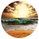 Raging Green Waves At Sunset, Seashore Disc Metal Artwork, 11"