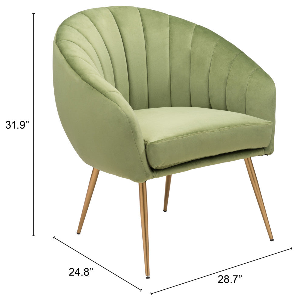 Accent Chair, Steel Metal, Fabric, Green, Gold, Lounge Cafe Lobby Hospitality