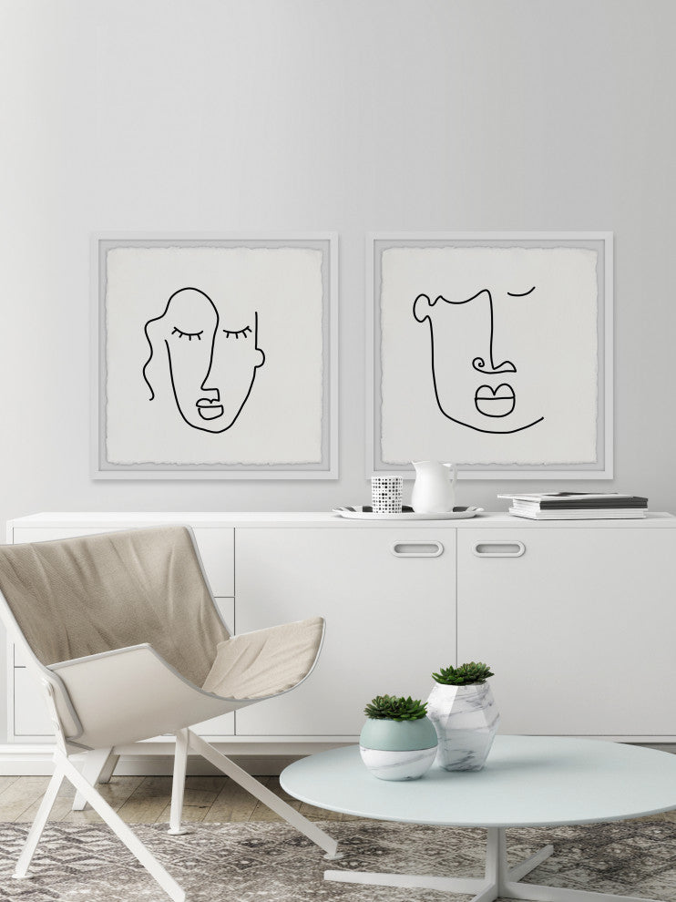 Tribal Mask Outline Diptych, 2-Piece Set, 24x24 Panels