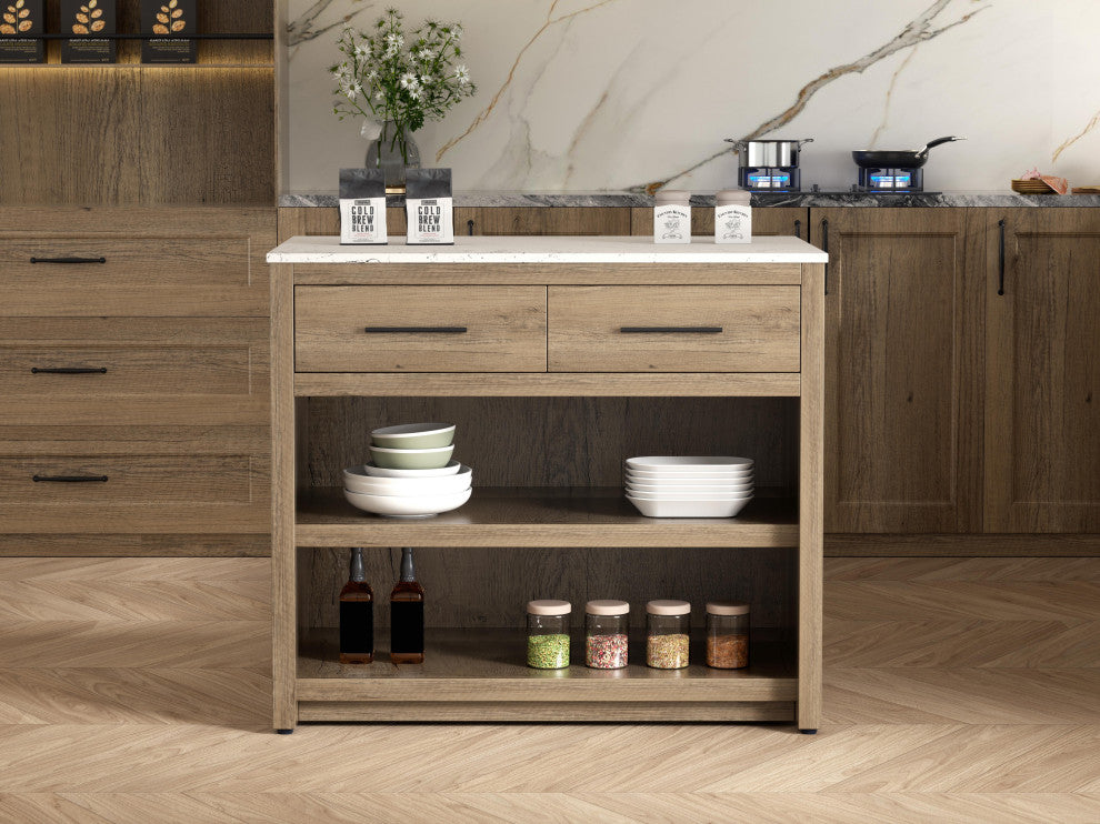 Home Living 42" Kitchen Island, Natural Oak