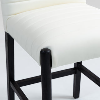 Aimee Upholstered Counter Stool, Cream, Vegan Leather, Black Finish