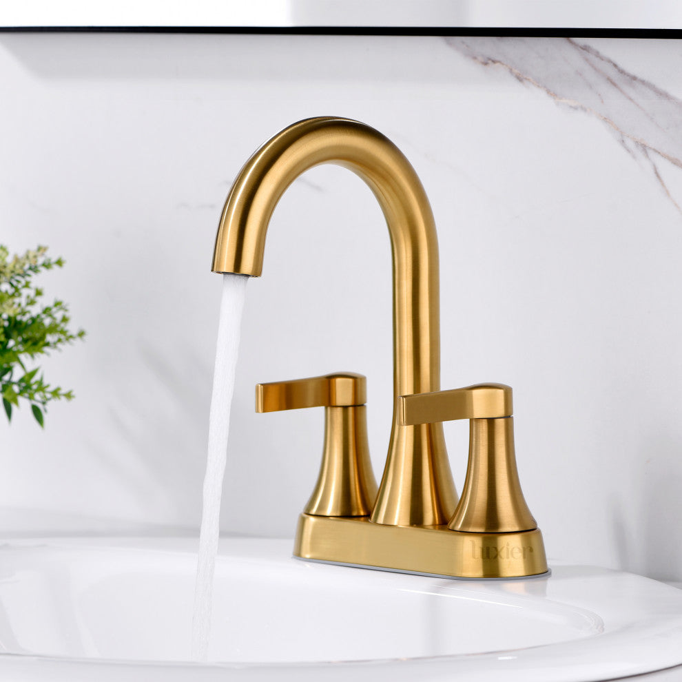 Luxier MSC11-T Single-Handle Bathroom Faucet With Drain, Brushed Gold