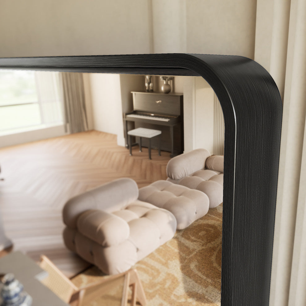 Metal Frame Decorative Rectangular Wall Mount Mirror, Black, 48"x30"