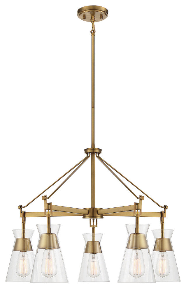 Lakewood 5-Light Chandelier, Warm Brass