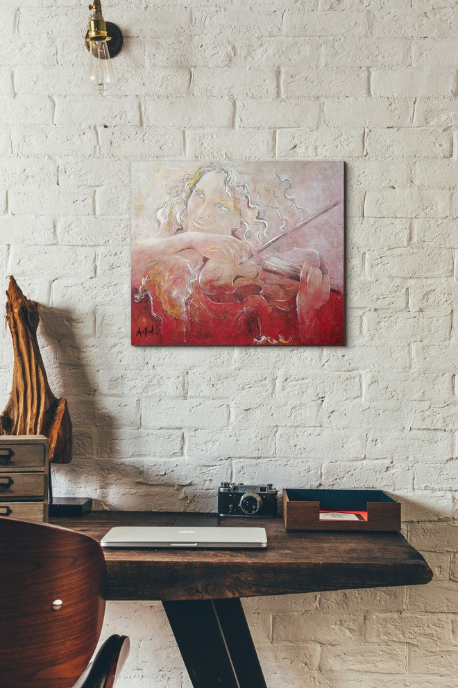 Epic Graffiti "Violinist" by Samedin Asllani, Giclee Canvas Wall Art, 16"x18"