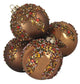 Set of 4 Brown Glitter Sequin Beaded Shatterproof Christmas Ball Ornaments 80mm