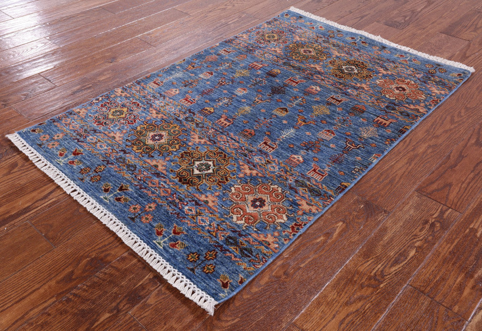 2' 10" X 4' 4" Persian Gabbeh Tribal Hand Knotted Wool Rug Q10072