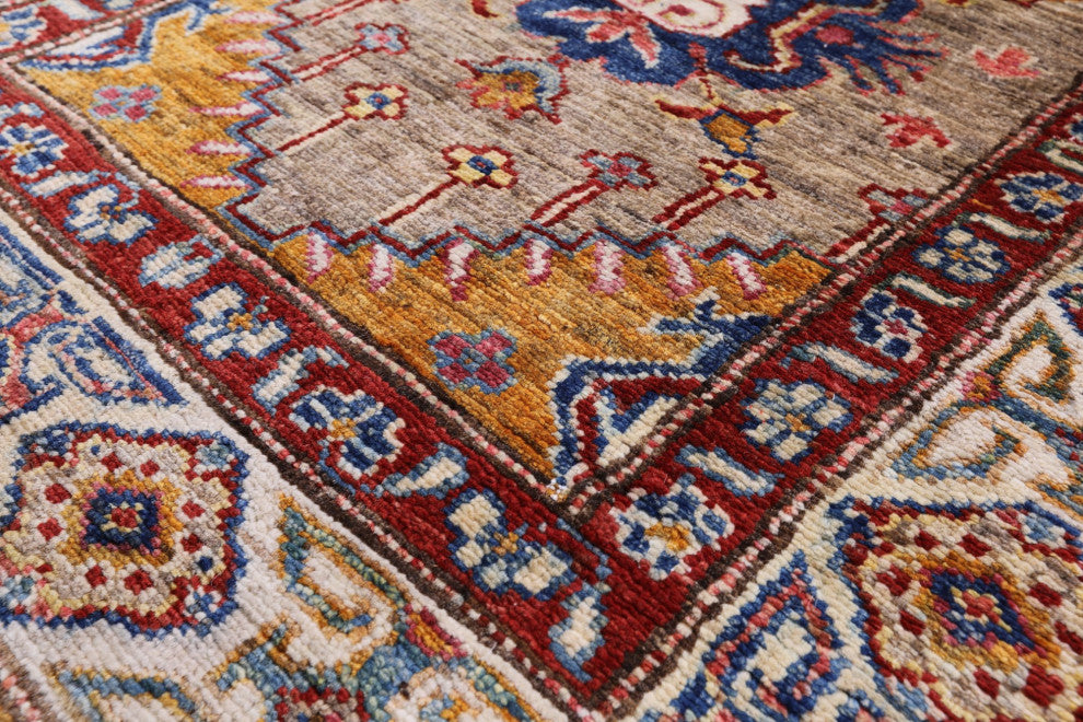 2' 6" X 10' 0" Runner Super Kazak Hand-Knotted Wool Rug Q8346