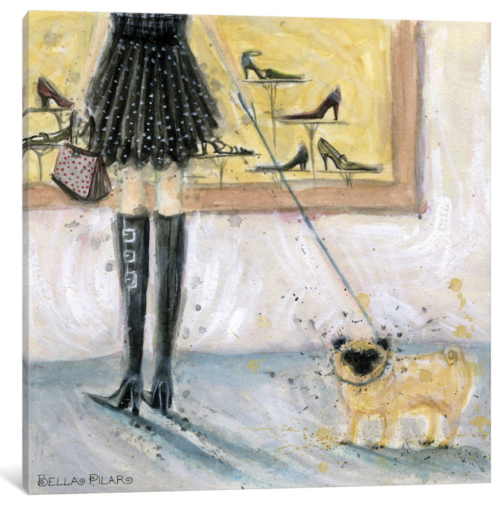 "Dog Day Pug" Canvas Art Print By Bella Pilar, 26x1.5x26