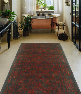 Vintage Distressed Hootan Red/Charcoal Rug, 3'7 x 6'9