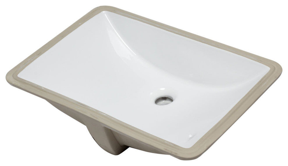 NP-U193902 Rectangular Undermount White Porcelain Sink, Overflow Drain Options, Chrome