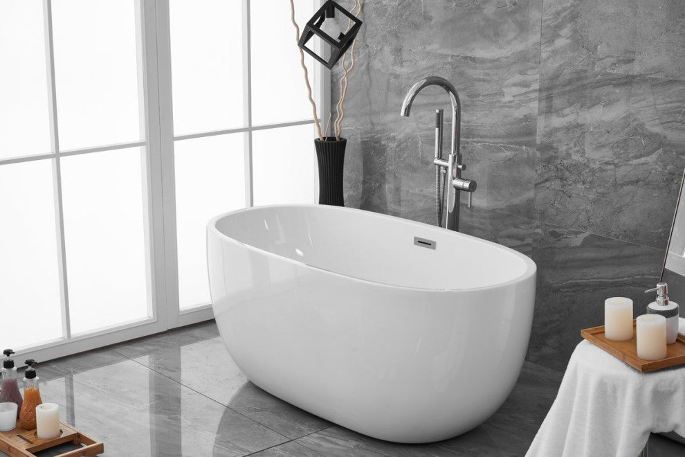 Aaron 54" Soaking Roll Top Bathtub, Glossy White