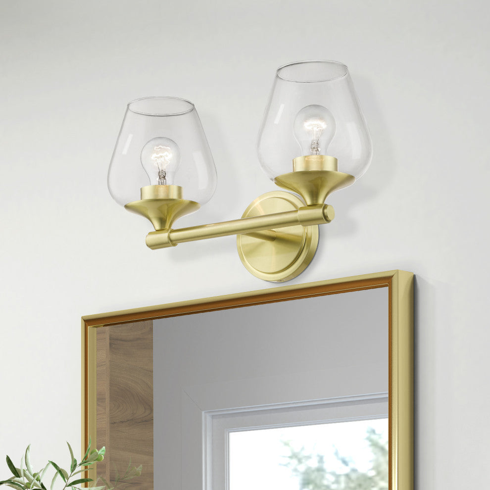 Willow 2 Light Satin Brass Vanity Sconce