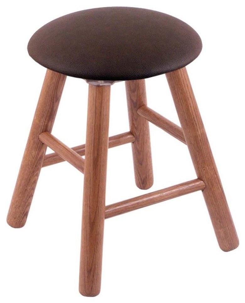 Holland Bar Stool, Oak Round Cushion Vanity Stool, Smooth Legs
