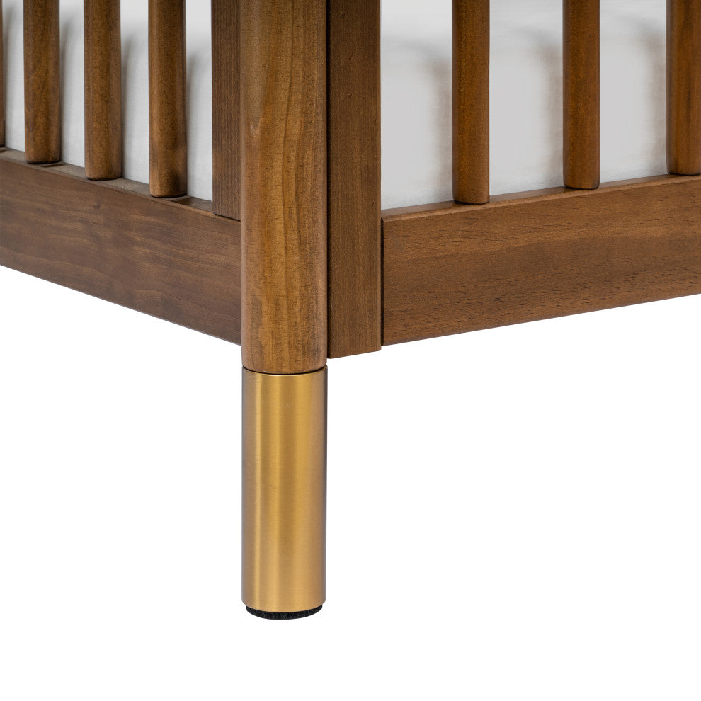Gelato 4-in-1 Convertible Mini Crib, Natural Walnut & Gold Feet
