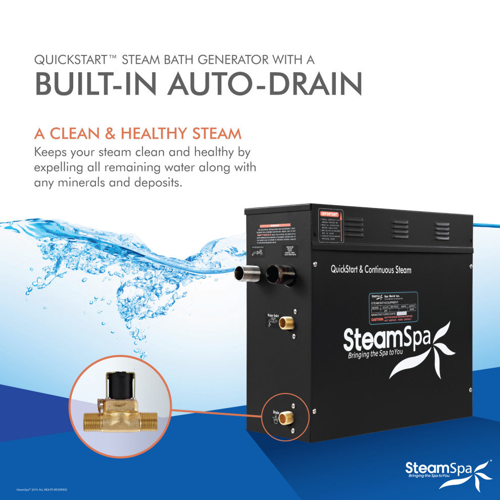 7.5kW QuickStart Steam Bath Generator With Dual Aroma Pump, Matte Black