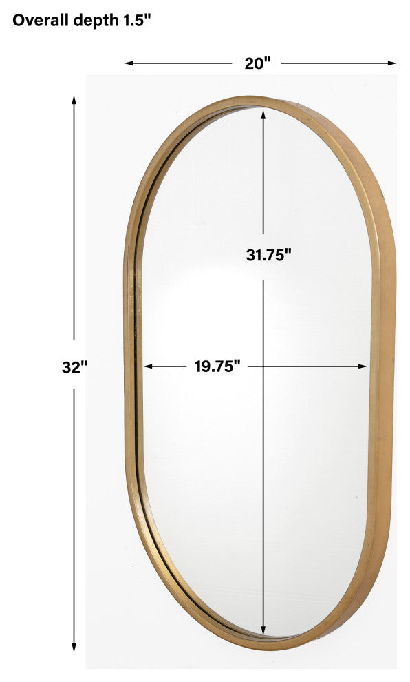 Varina Minimalist Oval Mirror, Gold