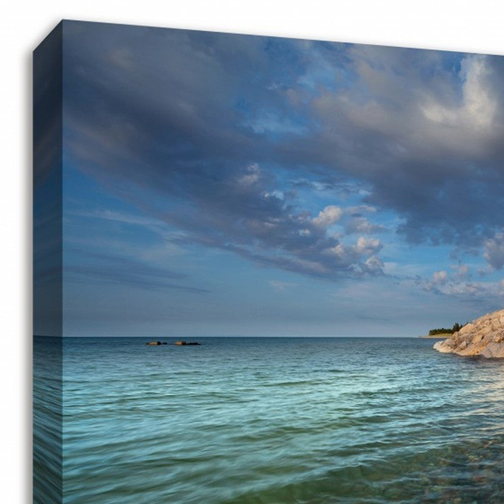 45" Beach With White Light House 4 Giclee Wrap Canvas Wall Art
