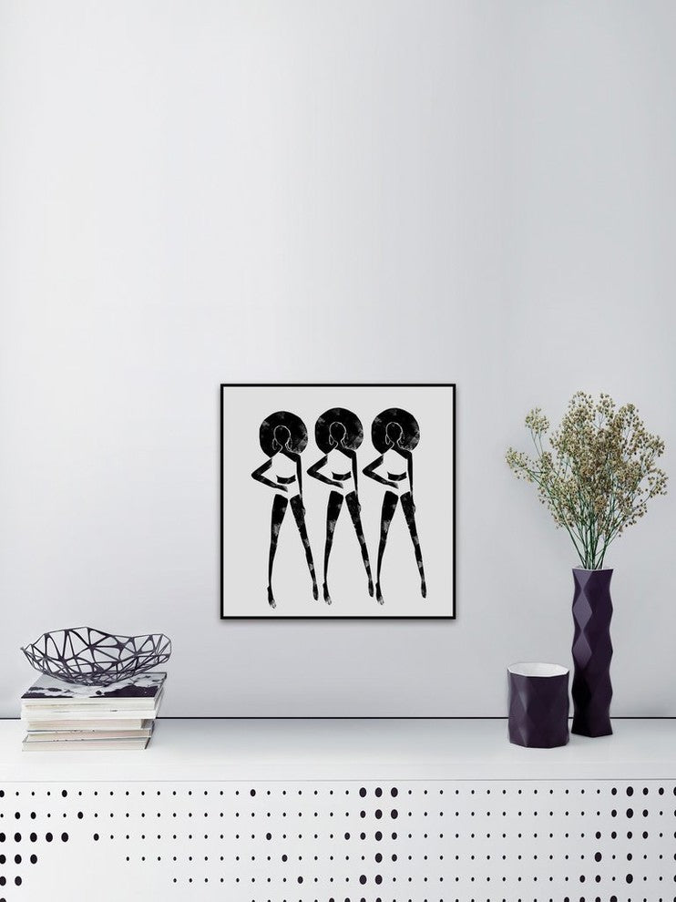 "Pose Elegante" Floater Framed Painting Print on Canvas, 20"x20"