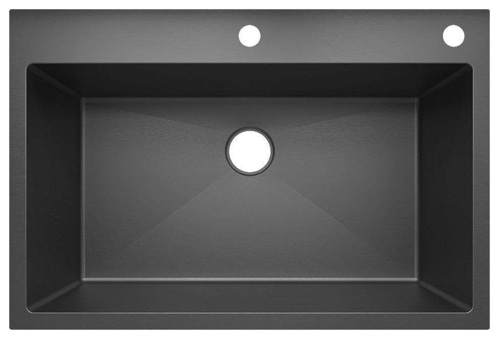 Sinber Single Bowl Kitchen Sink with 304 Stainless Steel Black Finish, 33"x22", Drop-in