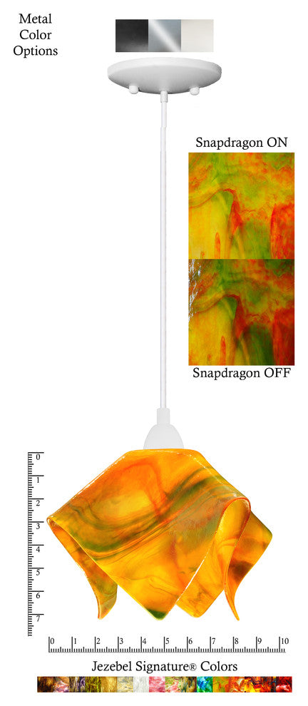 Small Jezebel Signature Flame Pendant, Snapdragon, White Base