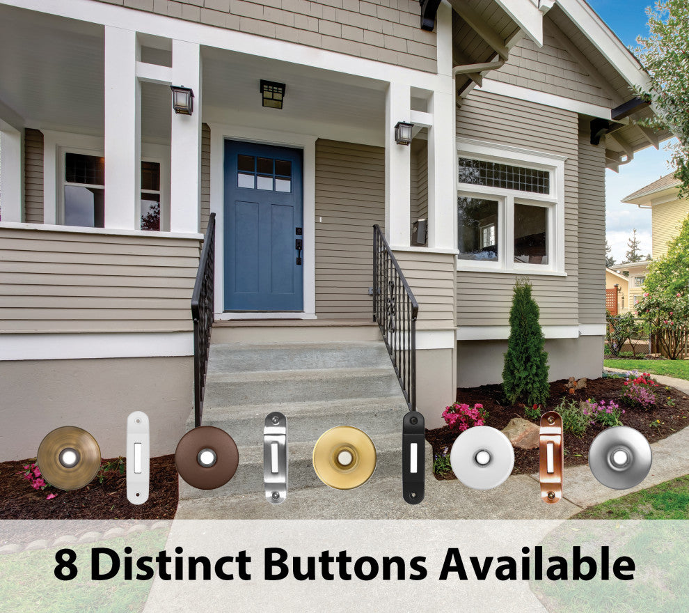 PrimeChime Plus 2 - Video Compatible Doorbell Chime Kit, Polished Brass, Stucco Button