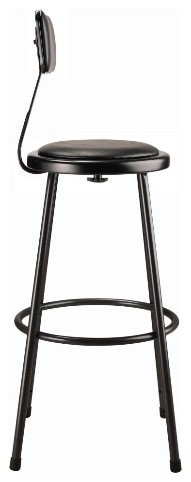 NPS 30" Heavy Duty Vinyl Padded Steel Stool With Backrest, Black