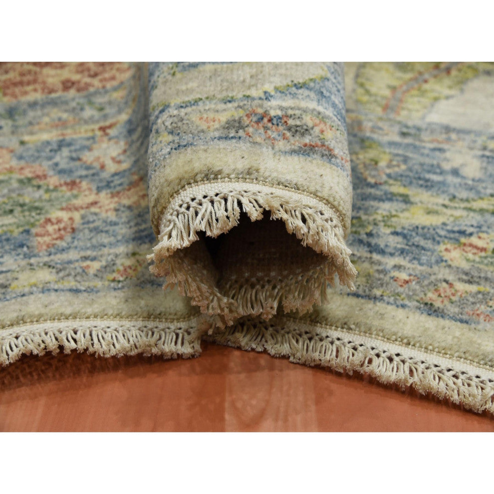 Colorful, Oushak Salt and Pepper Design Pure Wool Hand Knotted Rug, 8'0"x9'9"