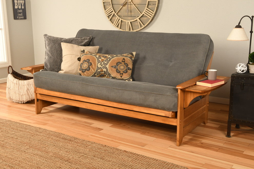 Mesa Frame Futon With Butternut Finish, Butternut, Marmont Thunder