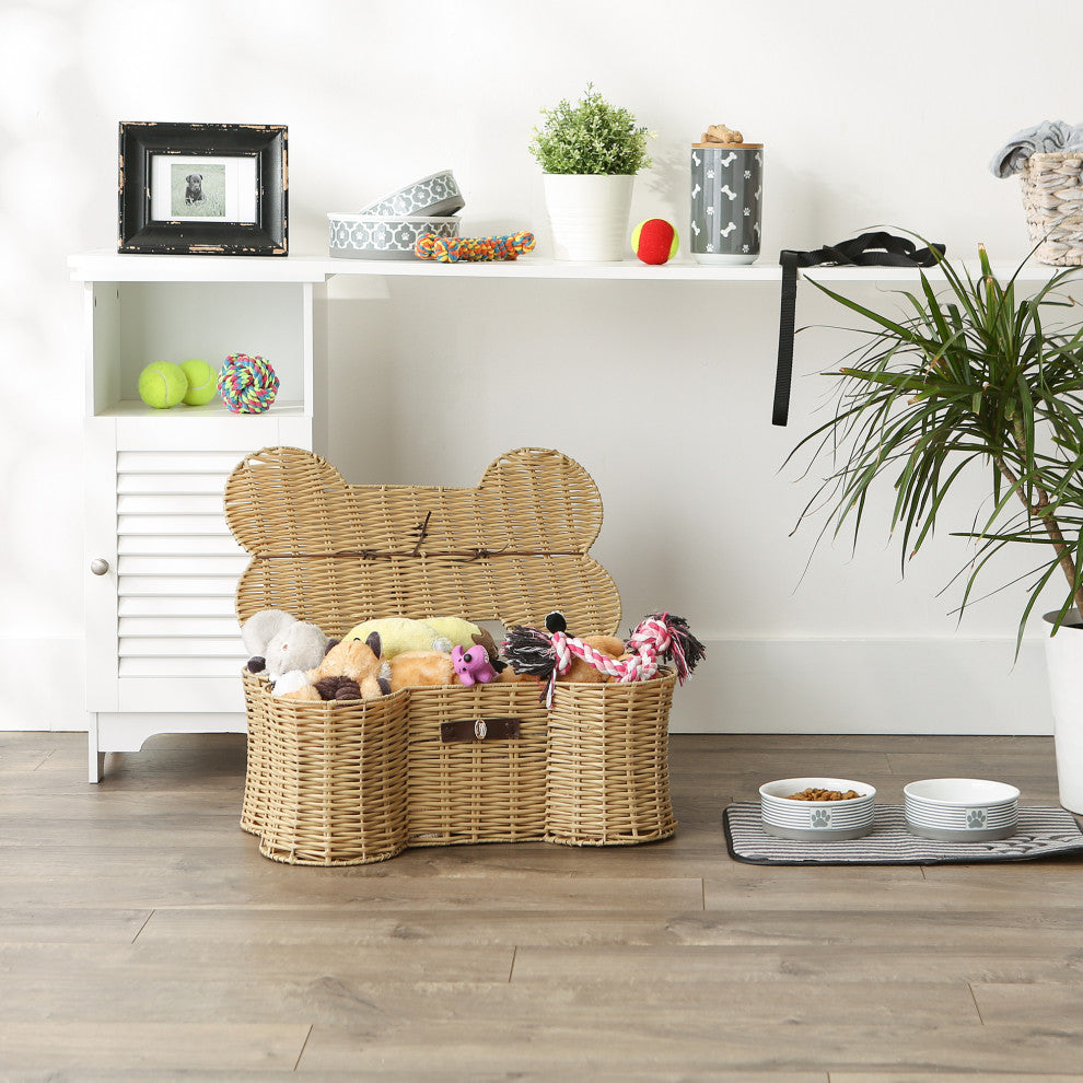 Beige Bone Shape Toy Basket Medium 21x13x8