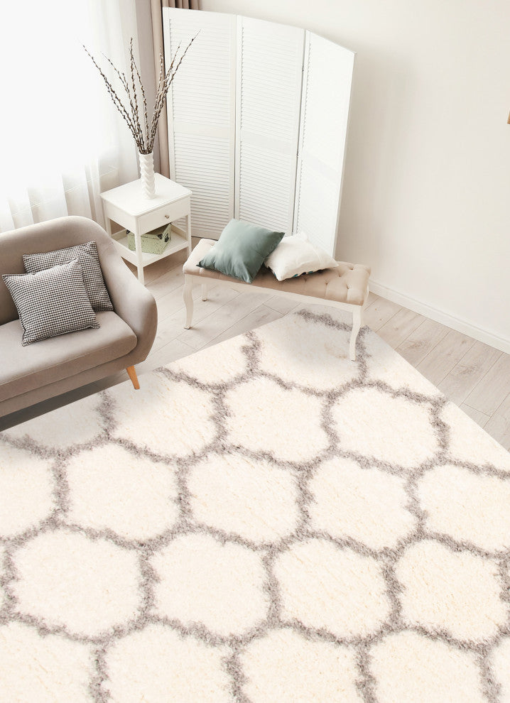 eCarpetGallery Shag Area Rug, Ivory, 6'7" x 9'6"