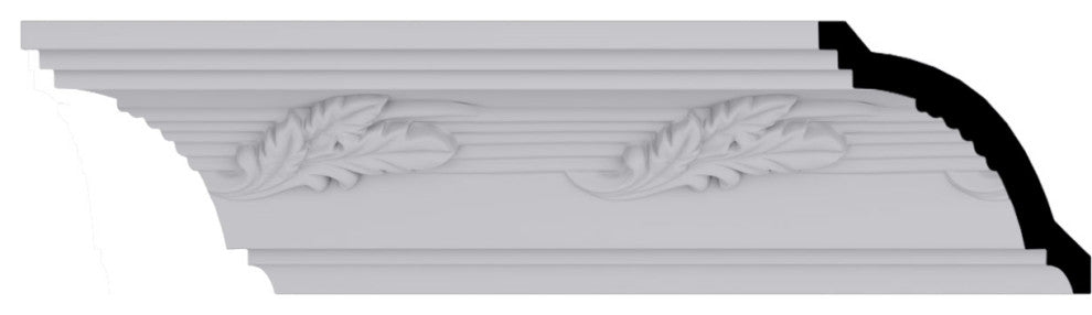 4"Hx4"Px5 5/8"Fx96"L, 6" Repeat, Leaf Twist Crown Moulding