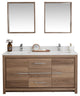 Mila Collection 60" Bathroom Vanity With Sink, Mirror, Countertop, Walnut Brown