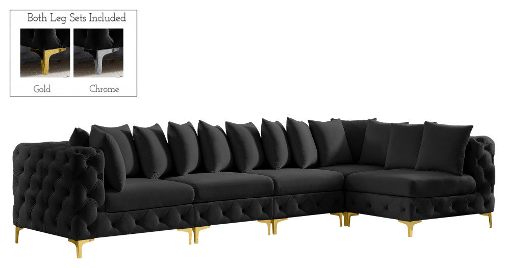 Tremblay Modular Sectional, Black, L-Shaped, 5-Piece: Armless (3), Corner (2)