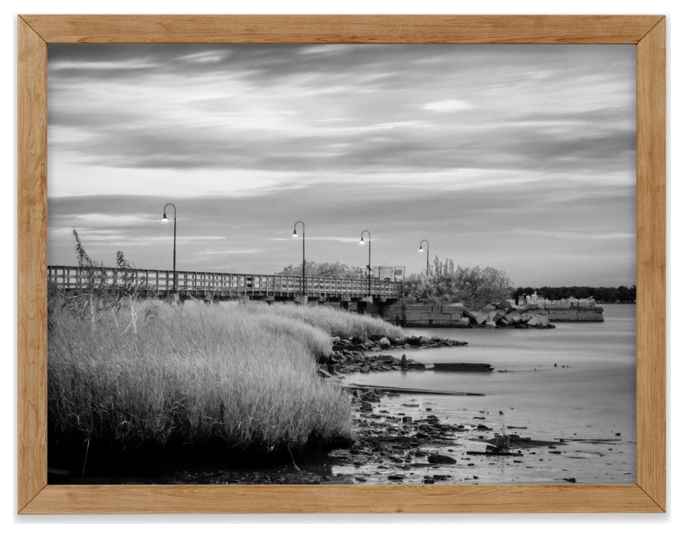 Historic New Castle 2 Coastal Landscape Framed Photo Paper Wall Art Prints, Red Oak, 8" X 10"