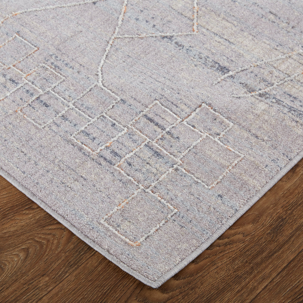 Weave & Wander Edwardo Linear Rug, Gray/Ivory, 1'-8" X 2'-10" Rug