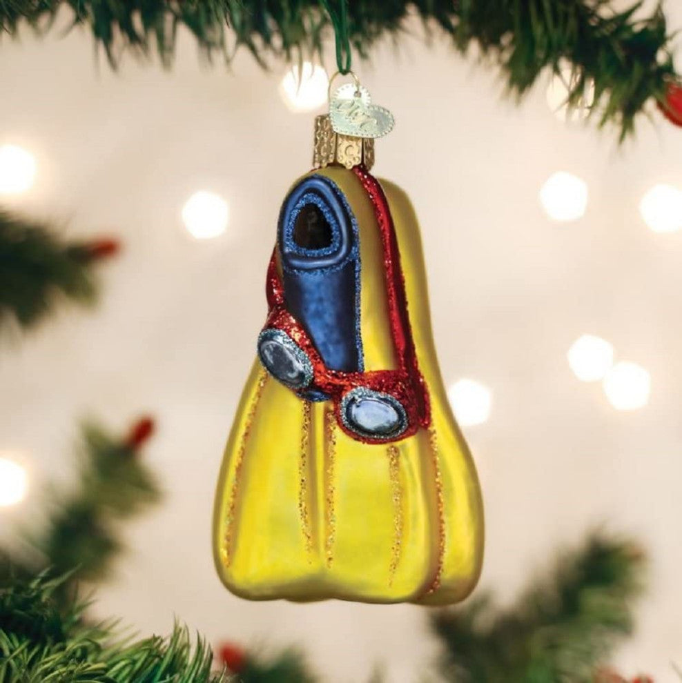 Old World Christmas Ornaments Swim, Skis and Flippers Glass Blown Ornaments for