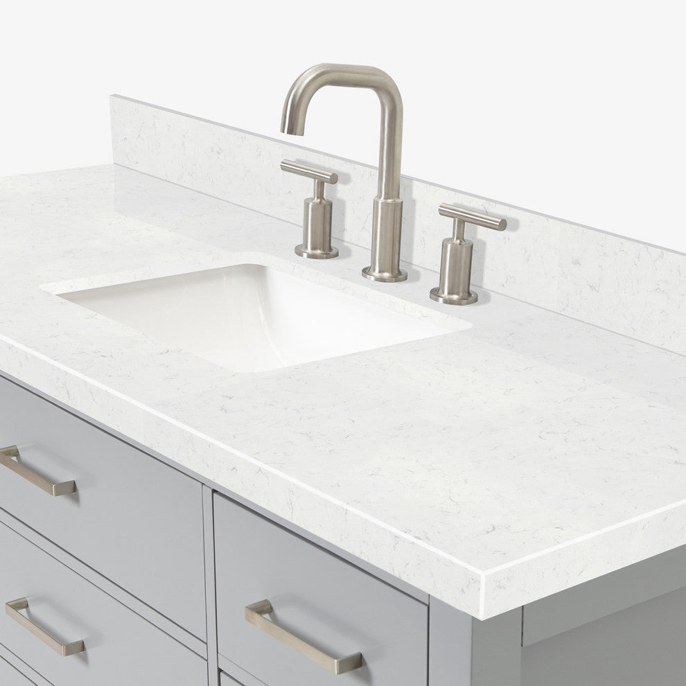 Ariel Bristol 54" Single Rectangle Sink Bathroom Vanity, Carrara Quartz