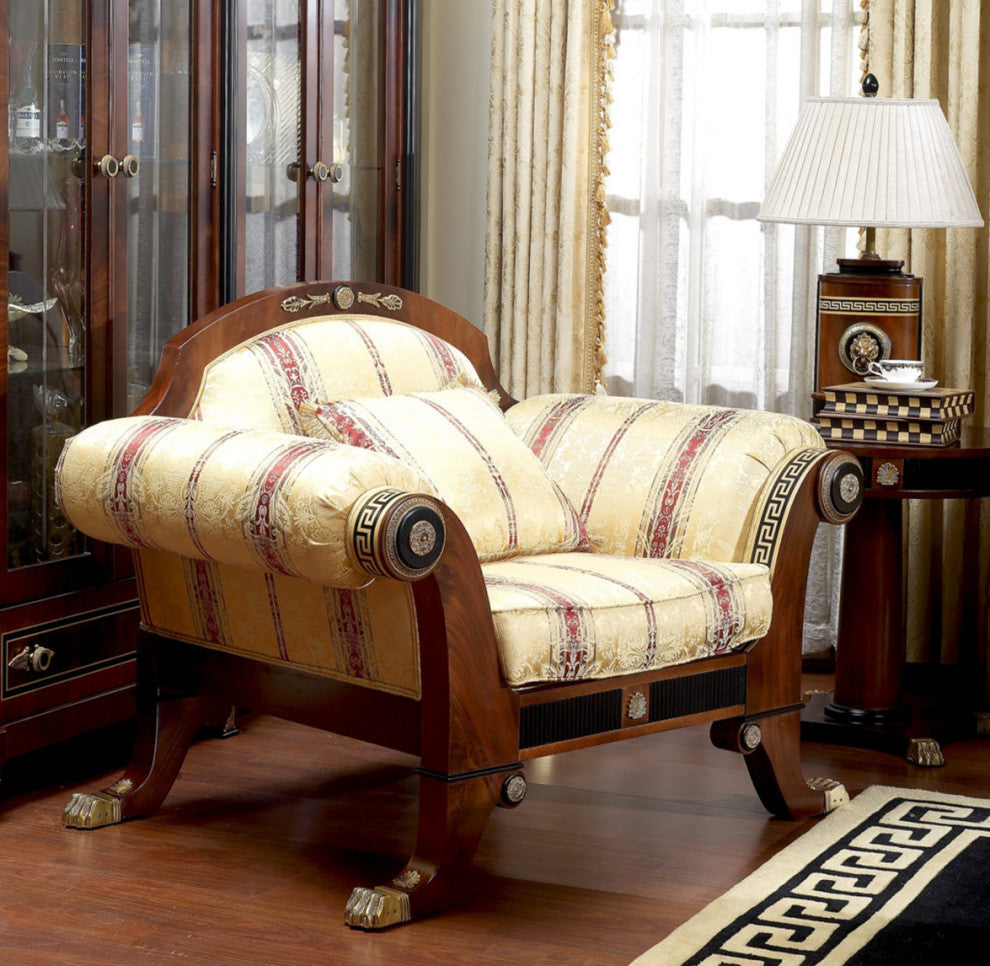 Infinity 5-Piece Walnut Living Room Set with Beige Upholstery