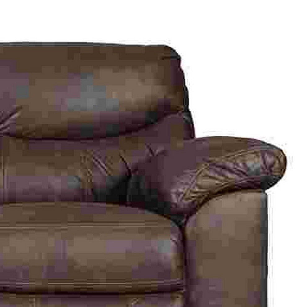 Benzara BM262344 Manual Reclining Sofa With Fabric Upholstery/Pull Tab, Brown