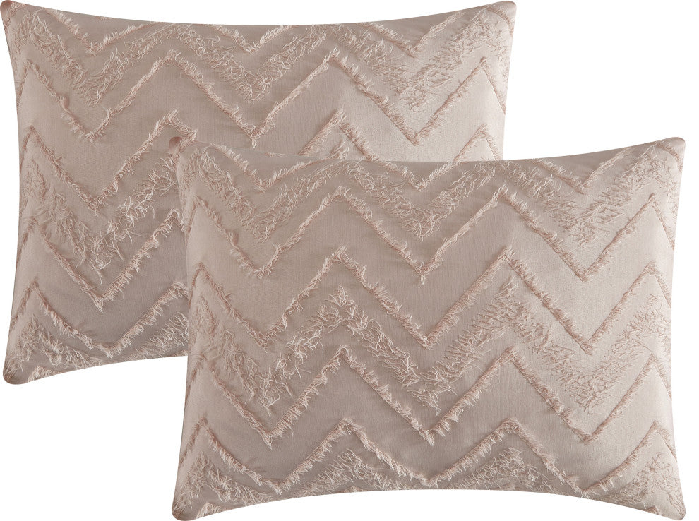 Farisa 7 Piece Comforter Set, Blush, King