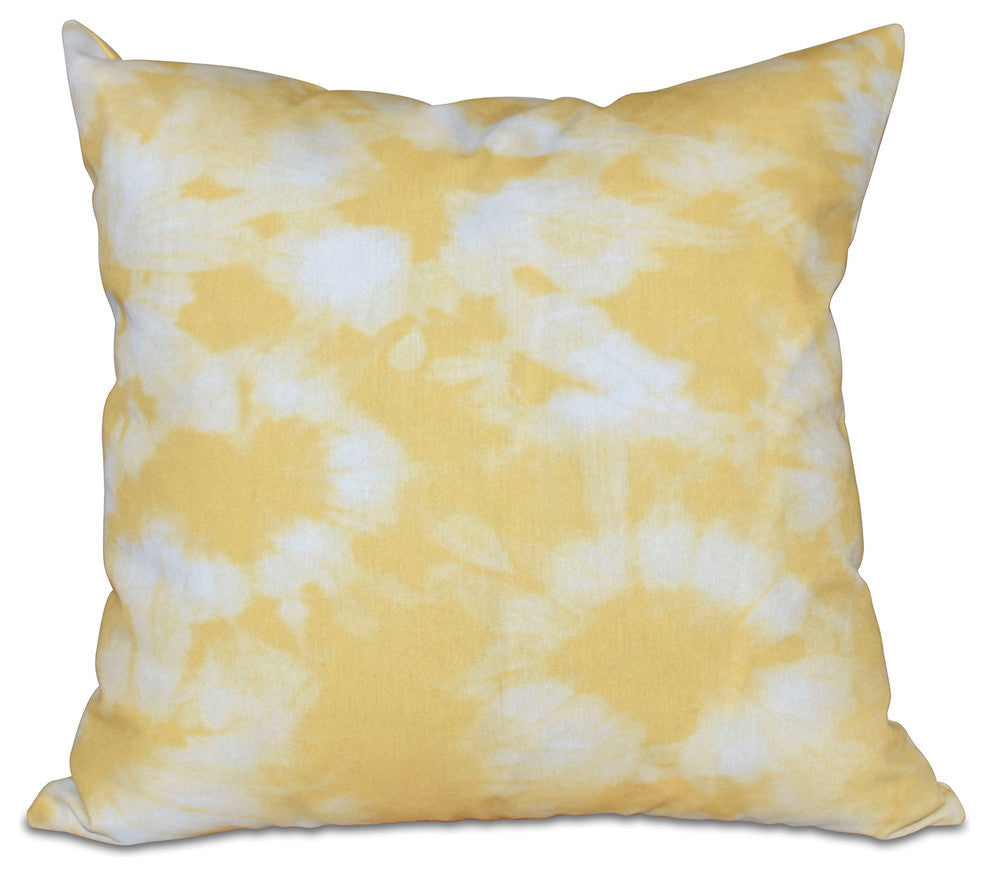Chillax, Geometric Print Pillow, Yellow, 16"x16"