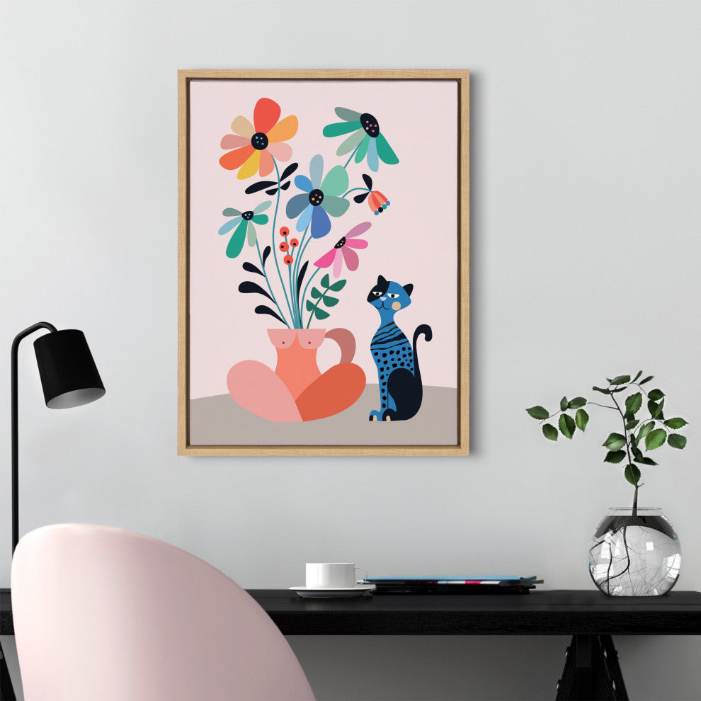 Sylvie Daisies Framed Canvas by Rachel Lee of My Dream Wall, Natural 18x24