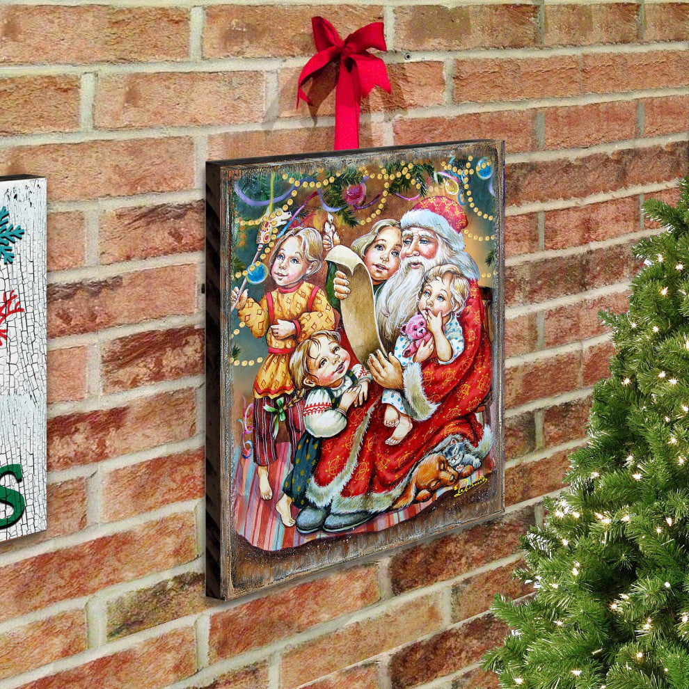 Wish List Santa Wooden Wall Art, Large 24x18
